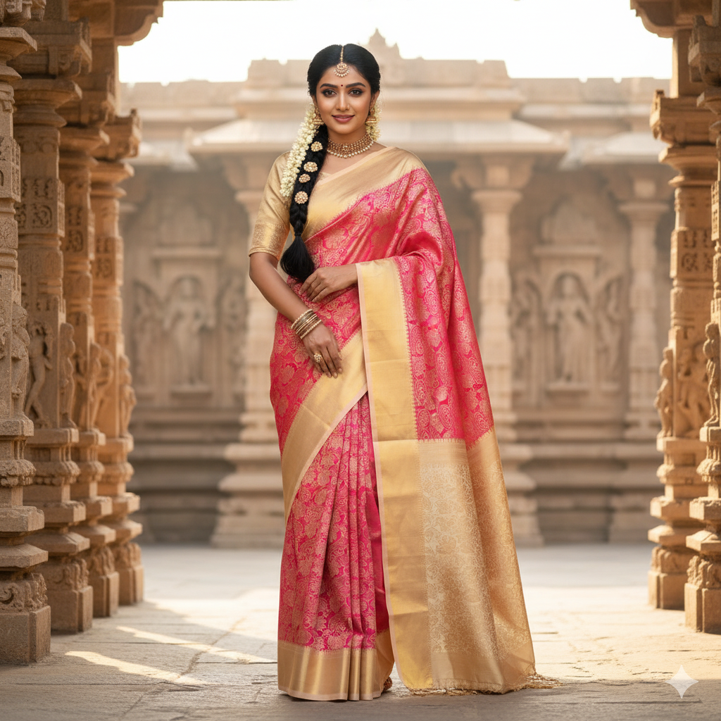 PURE RED KANCHIPURAM SILK SAREE