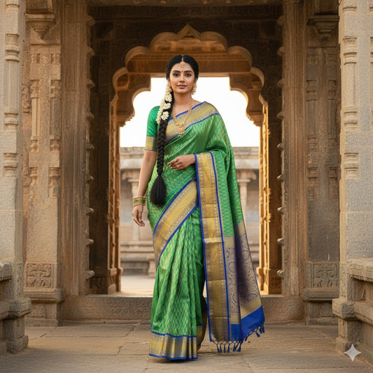 GREEN&BLUE PURE SILK SAREE