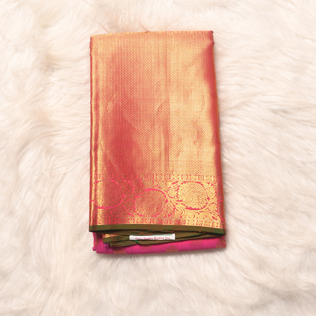 PINK & EMERALD GREEN PURE SILK SAREE