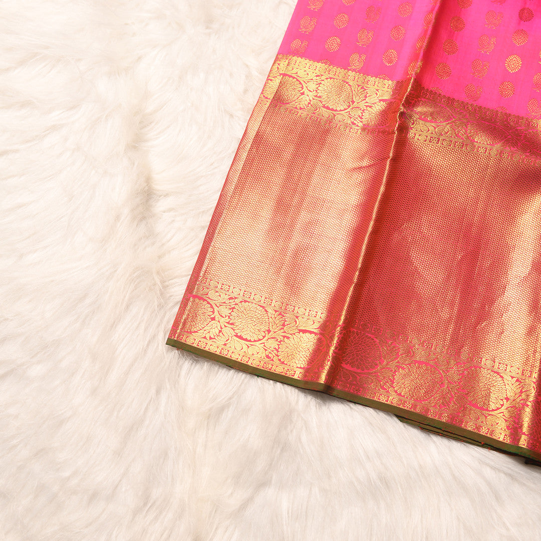 PINK & EMERALD GREEN PURE SILK SAREE